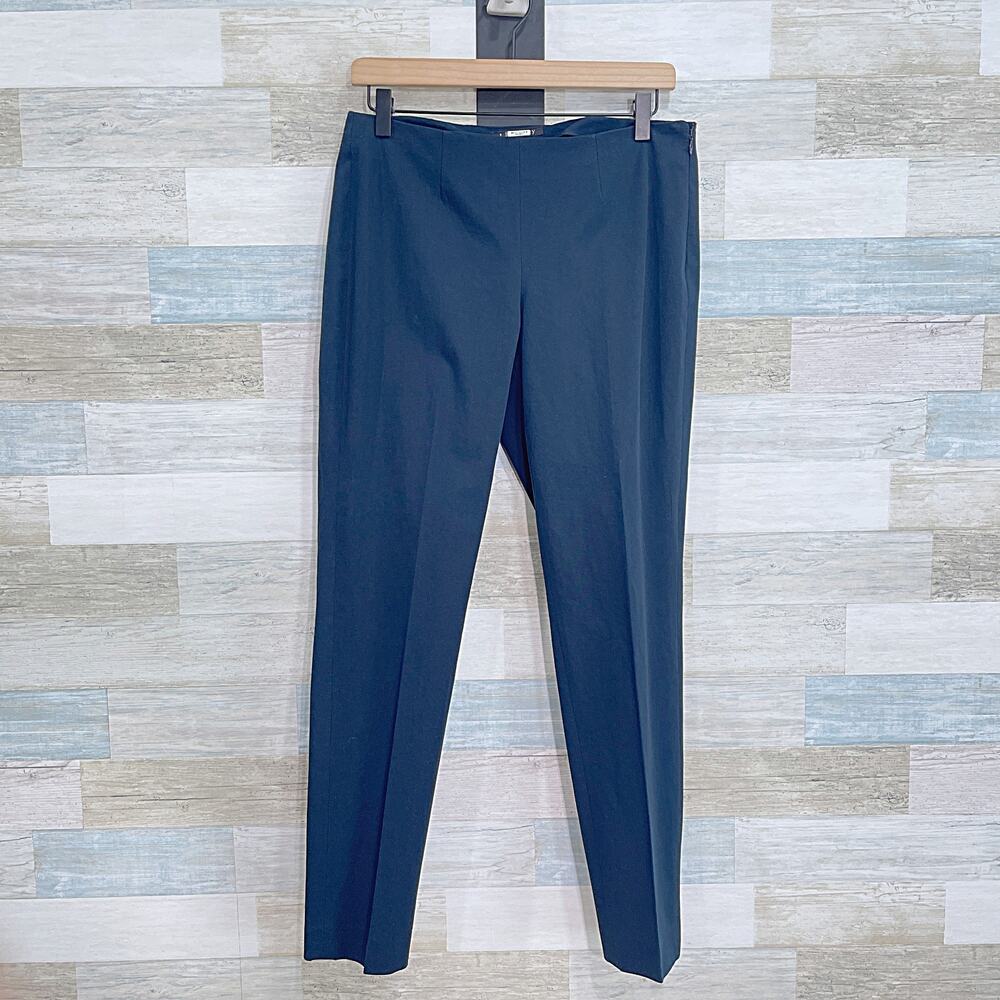 Theory Stretch Tapered Leg Pants Navy Blue Cotton Career Work Office Womens 6